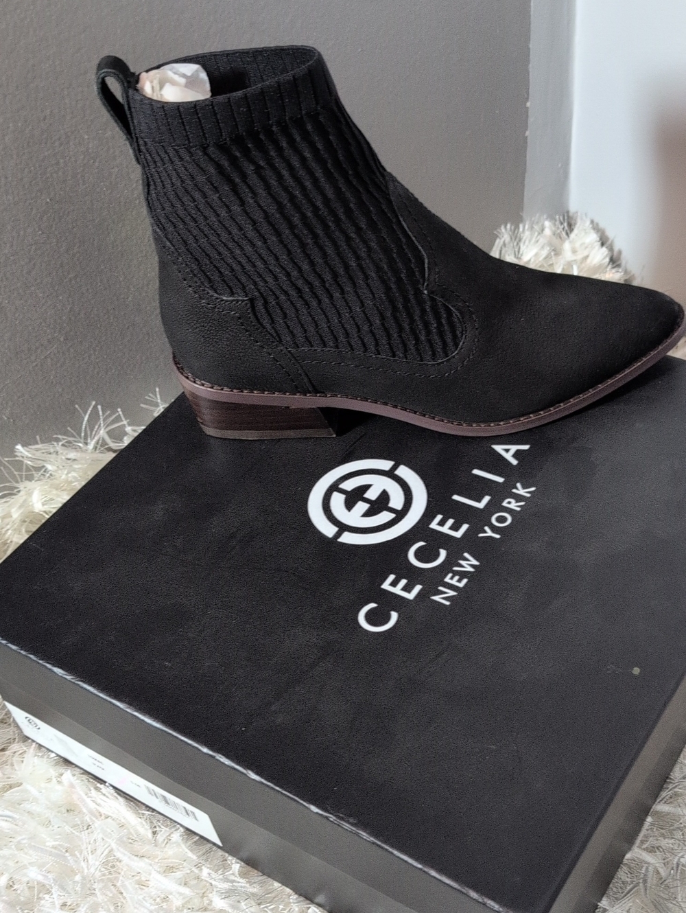 Cecelia New York Black Knit Chelsea Ankle Boot